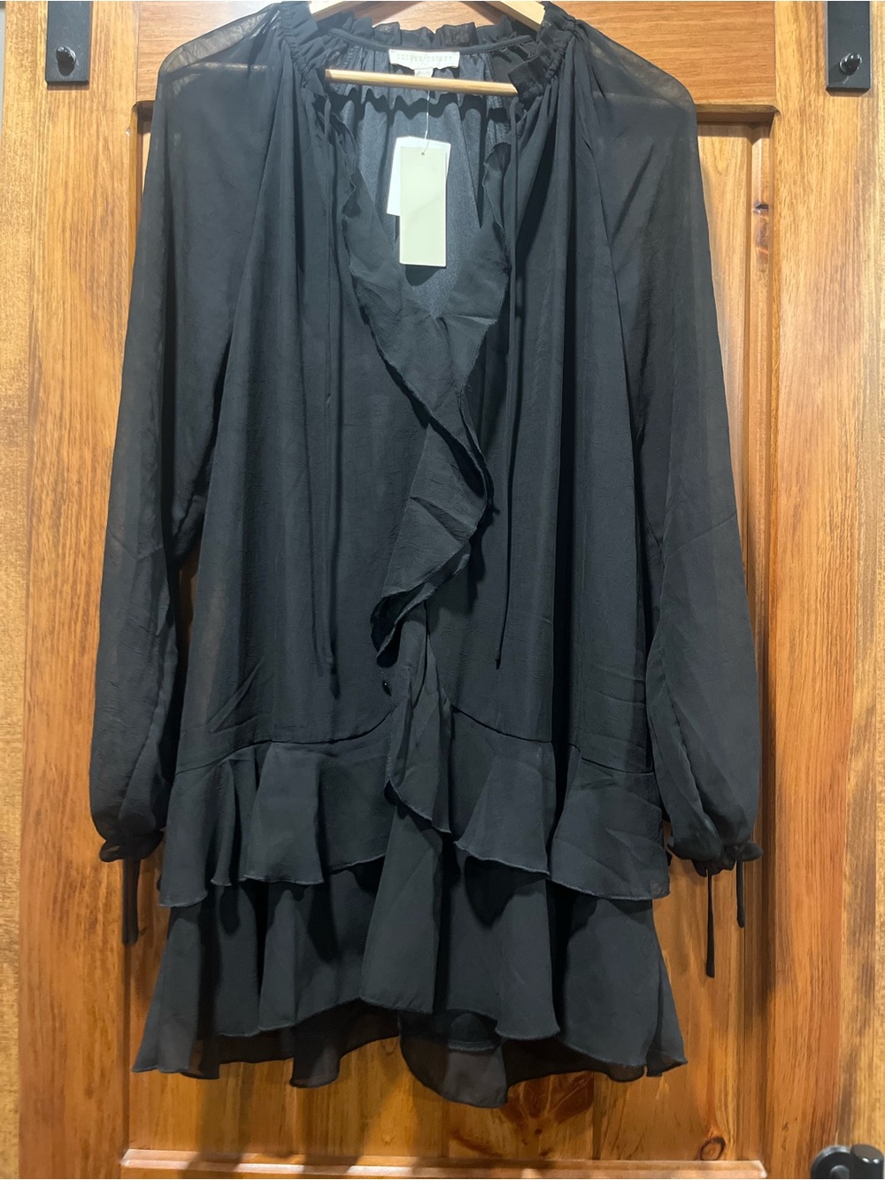 Thirty Thirty Black Ruffled Long Sleeve Dress